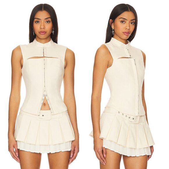 LOBA Tops - LOBA NEW Paulina Cut Out Sleeveless Top in Beige Size Large